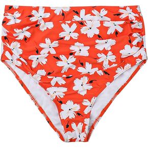 Summer Mae Floral Ruched Side Maternity Bikini Bottoms High Waisted Bathing Suits for Women