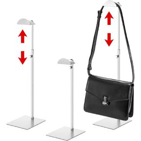 Hacaroa 3 Pack Purse Display Stand Stainless Steel, Adjustable Height Metal Handbag Holder Single Bag Jewelry Display Rack for Home, Boutique Store, Silver