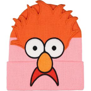 Disney The Muppets Beaker Beanie 3D Character Face Knit Beanie Hat Skull Cap Orange
