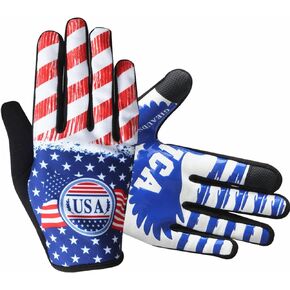 American Flag Cycling Gloves MTB Motorcycle Bicycle Full Finger Off-Road Racing Gloves Outdoor Sports for Men Women & Mountaineering