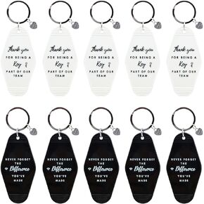 10 Pcs Staff Appreciation Keychains Employee Motivational Team Gifts Thank You Bulk Keychains for Coworkers Teachers Nurse