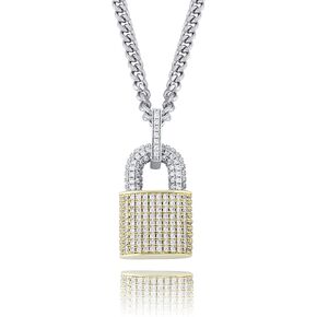 TOPGRILLZ 14K Gold Plated Iced out Lock Pendant Necklace for Women and Men Punk Rock Egirl Eboy Aesthetic Chains Collection Gifts