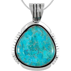 Turquoise Necklace 925 Sterling Silver Pendant & 20" Chain
