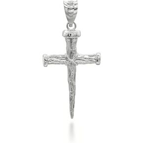 10K Yellow, White, or Rose Gold Nail Cross Christian Faith Pendant - Choice of Colors