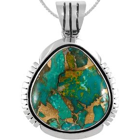 Turquoise Necklace 925 Sterling Silver Pendant & 20" Chain