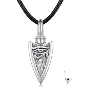 qielizhu Arrowhead Urn Necklace 925 Sterling Sliver Eye of Horus Urn Pendant Keepsake Ashes Necklace Cremation Jewelry for Ashes Gifts for Men