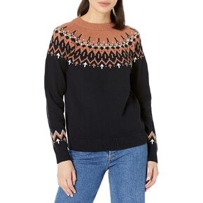 Cable Stitch Women's Fair Isle Sweater – Classic Vintage Jacquard Long Sleeve Crewneck Pullover Top