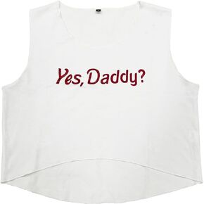 ZUYPSK Womens Vest Girls Sleeveless Yes Daddy Crop Tops Cotton T-Shirts Tank Tops Undershirts