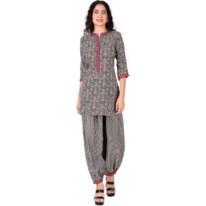 ladyline Womens Rayon Printed Kurta Shirt with Salwar Pants | 2-Pcs Co-Ord Set | Salwar Kameez