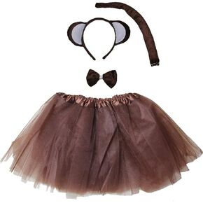 Kirei Sui Kids Adult Women Animal Gold Brown Monkey Puppy Dog Ears Headband & Tutu Costume