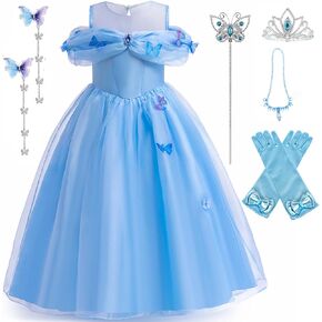 Princess Cinderella Costume for Girls Kids Cosplay Dress Carnival Halloween Party Outfit