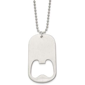 Chain Necklace White Stainless Steel Ball (Beaded) with pendant Dog Tags Men's 22 in 30.44 mm 3