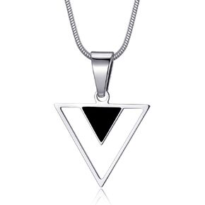 Triangle Necklace for Men and Women Geometric Pendant Necklace with 22 Inches Stainless Steel Snake Chain