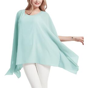 Women's Floral Chiffon Blouse Batwing Summer Hippie Sheer Loose Caftan Poncho Tunic Shirt Tops