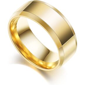 Fashion 18K Gold Stainless Steel Smooth Band Ring