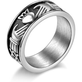 Claddagh Rings for Love, Stainless Steel/18K Gold Plated Women Men Wedding Band Rings Jewelry