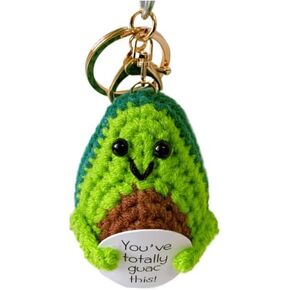 Positive Potato Keychain Funny Knitted Wool Potato Toy with Positive Card