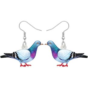 NEWEI Acrylic Colorful Pigeon Earrings Dangle Fashion Animal Birds Jewelry for Women Teen Girls Charms Pigeons Gift