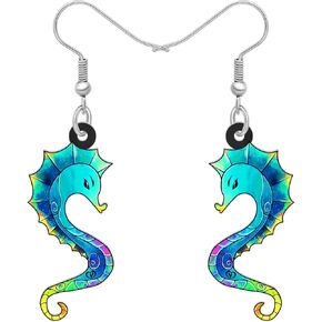 Acrylic Cute Ocean Seahorse Earrings Dangle Novelty Hippocampus Jewelry Earrings for Women Girls Trendy Gifts