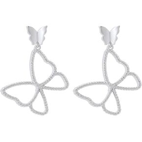Exaggerated Butterfly Dangle Statement Earrings for Women Girls Gold Silver Plated Big Charms Drop Dangling Cute Animal Stud Earring Hollow Out Delicate Birthday Christmas Party Jewelry Gifts