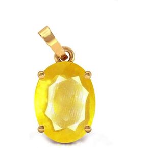 HARSHALI GEMS Certified Natural 7.80 Carat Yellow Sapphire Pukhraj Gemstone Panchadhatu Pendant Locket for Men and Women