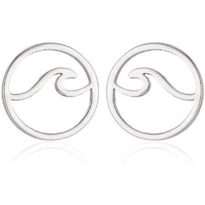 Stainless Steel Sea Ocean Wave Summer Holiday Stud Earrings
