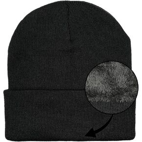Unisex Men Women Winter Classic Solid Cuffed Skull Knit Lined Beanie Hat