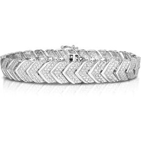 ناتاليا دريك 1 قيراط سوار الماس للنساء مطلي الروديوم الفضة الاسترليني شيفرون نمط ، الماس الأبيض, معدن, وايت دايموند in Kuwait