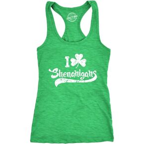 Womens I Clover Shenanigans Tank Top Funny Shirt for Saint Patricks Day St Patty