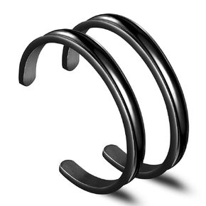 Zuo Bao Hair Tie Bracelet Set High Polishing Stainless Steel Grooved Cuff Bangle for Women Girls