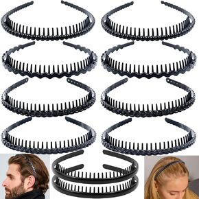 10 pcs Non Slip Fashion Effortless Plastic Headbands with Teeth Skinny Hair Bands Combs for Women Men Teen Girls