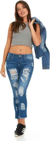 COVER GIRL Women's Ripped Torn Distressed Repaired Patched Slim Fray Skinny in Kuwait