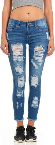 COVER GIRL Women's Ripped Torn Distressed Repaired Patched Slim Fray Skinny in Kuwait