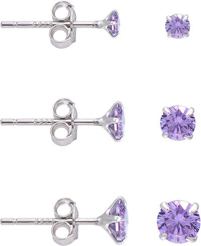 3mm 4mm 5mm Cubic Zirconia Sterling Silver Studs Earrings Set for Women in Saudi Arabia
