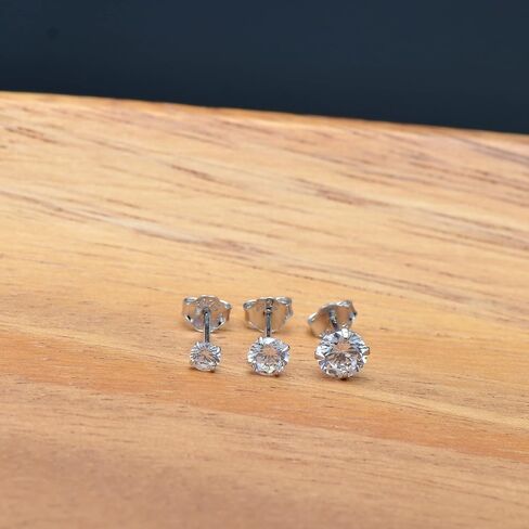 3mm 4mm 5mm Cubic Zirconia Sterling Silver Studs Earrings Set for Women in Saudi Arabia