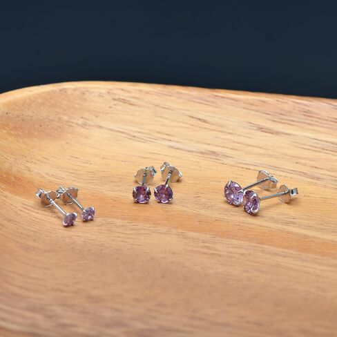 3mm 4mm 5mm Cubic Zirconia Sterling Silver Studs Earrings Set for Women in Saudi Arabia