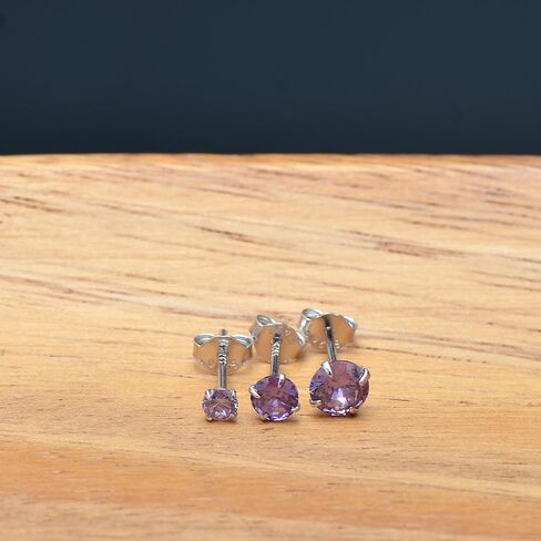 3mm 4mm 5mm Cubic Zirconia Sterling Silver Studs Earrings Set for Women in Saudi Arabia