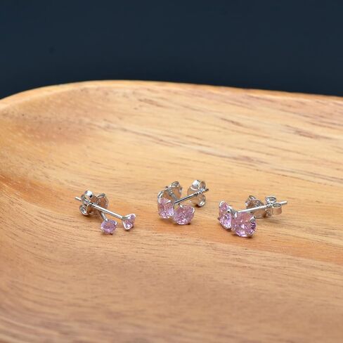 3mm 4mm 5mm Cubic Zirconia Sterling Silver Studs Earrings Set for Women in Saudi Arabia