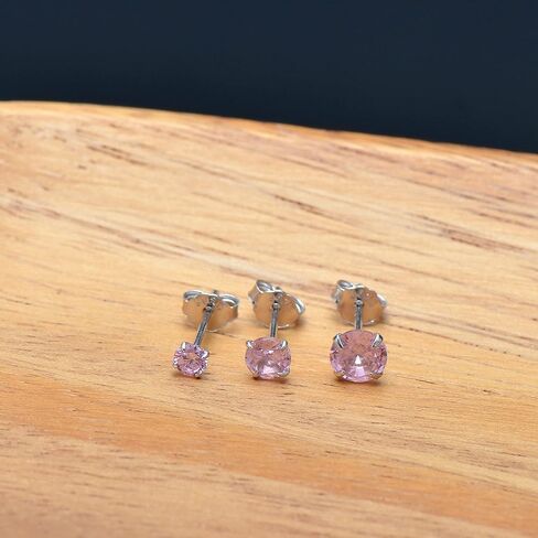 3mm 4mm 5mm Cubic Zirconia Sterling Silver Studs Earrings Set for Women in Saudi Arabia