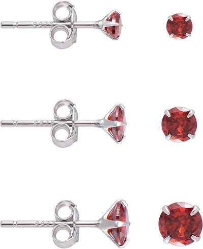 3mm 4mm 5mm Cubic Zirconia Sterling Silver Studs Earrings Set for Women in Kuwait
