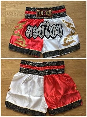 Nakarad Kid Muay Thai Boxing Shorts أبيض وأحمر مقاس M للأعمار من 9 سنوات إلى 10 سنوات in Saudi Arabia