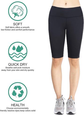 Zinmore Women's Running Cycling Shorts Exercise Workout Yoga Shorts Half Pants with Pockets in Saudi Arabia