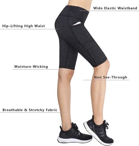Zinmore Women's Running Cycling Shorts Exercise Workout Yoga Shorts Half Pants with Pockets in Saudi Arabia