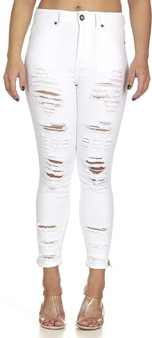 COVER GIRL Women's High Waisted Cute Ripped Fray Distressed Fit Skinny Juniors in Saudi Arabia