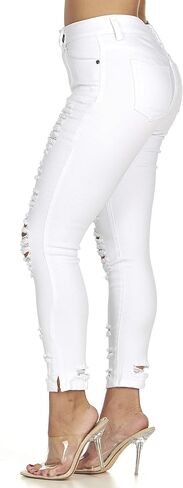 COVER GIRL Women's High Waisted Cute Ripped Fray Distressed Fit Skinny Juniors in Saudi Arabia
