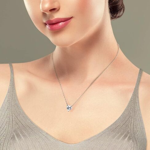 DIAMONLITE 1.0-2.5 Ct Cubic Zirconia Pendant Necklace for Women, D Color VVS Clarity Excellent Cut, 925 Sterling Silver Lab Created Simulated Diamond Solitaire Prong or Bezel Necklace, 18 inch + 2 inch Extender, Womens Silver CZ Zirconia Necklace in Saudi Arabia