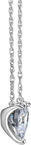 DIAMONLITE 1.0-2.5 Ct Cubic Zirconia Pendant Necklace for Women, D Color VVS Clarity Excellent Cut, 925 Sterling Silver Lab Created Simulated Diamond Solitaire Prong or Bezel Necklace, 18 inch + 2 inch Extender, Womens Silver CZ Zirconia Necklace in Saudi Arabia