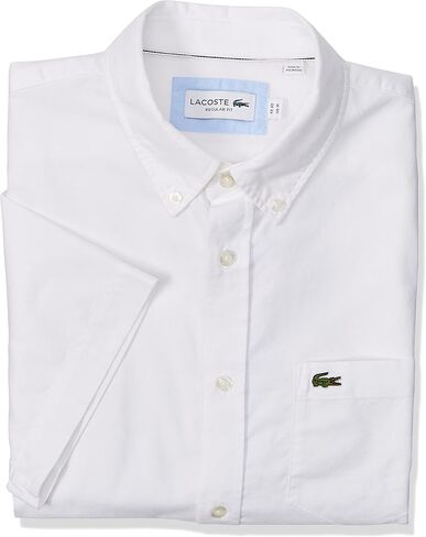 قميص رجالي من Lacoste بأكمام قصيرة وياقة أكسفورد مع أزرار سفلية مقاس عادي in Saudi Arabia