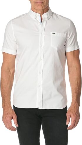قميص رجالي من Lacoste بأكمام قصيرة وياقة أكسفورد مع أزرار سفلية مقاس عادي in Saudi Arabia