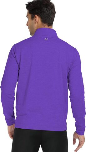 DEOLAX Mens Quarter Zip Pullover Solid 1/4 Zip Pullover Mens Athletic Performance Dry Fit Long Sleeve Thermal Mens Sweatshirt Mock Neck Mens Fishing Running Shirts UPF 50+ Golf Shirts for Men Purple in Saudi Arabia